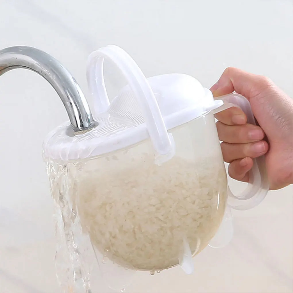 Multi-Purpose Rice Washing Bowl with Built-In Strainer Handle