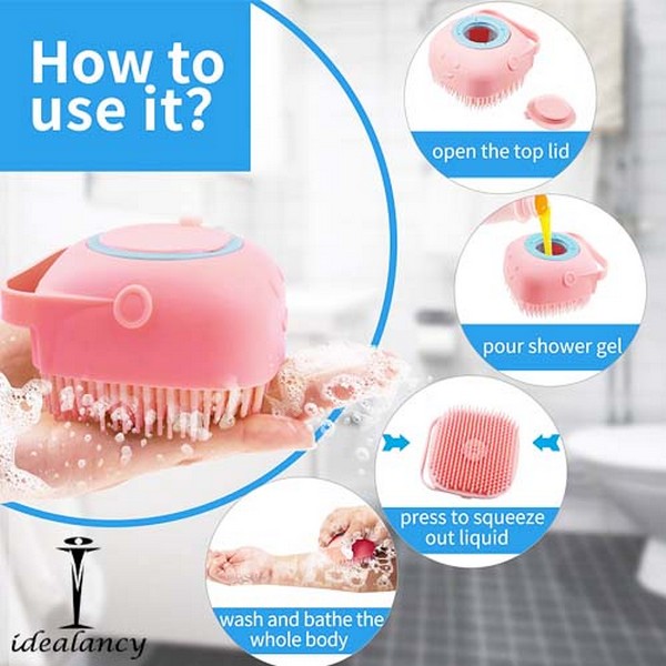 Silicone Soft Bath Body Brush with Shampoo Dispenser