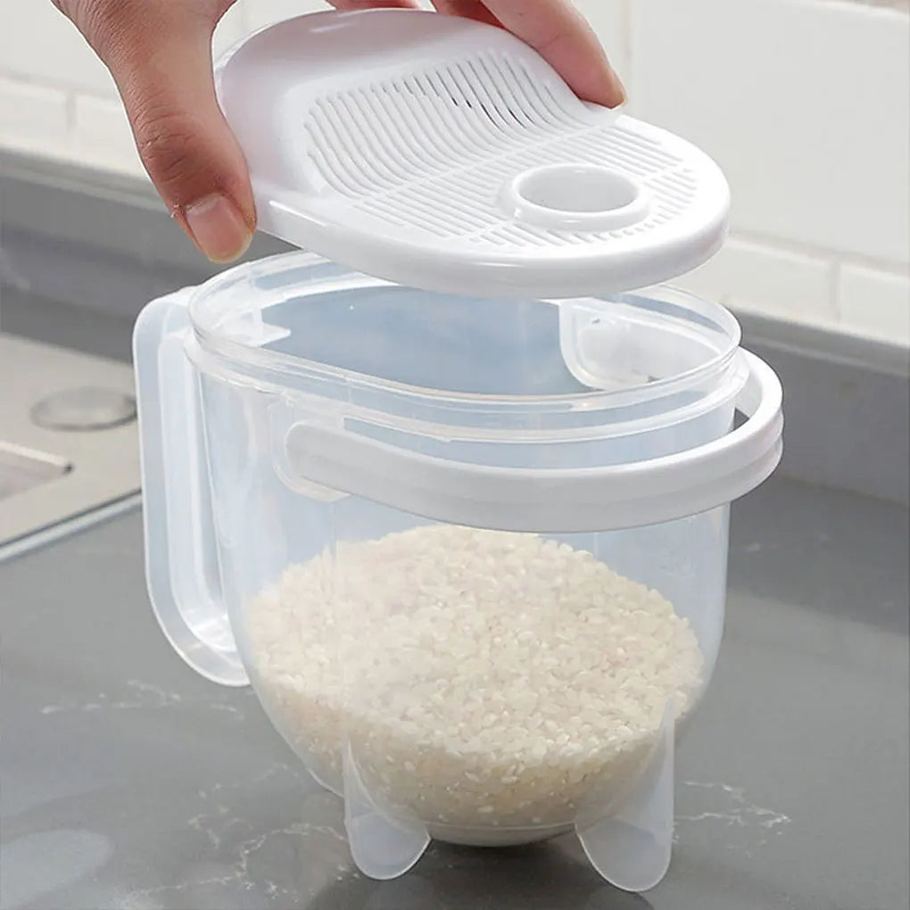 Multi-Purpose Rice Washing Bowl with Built-In Strainer Handle