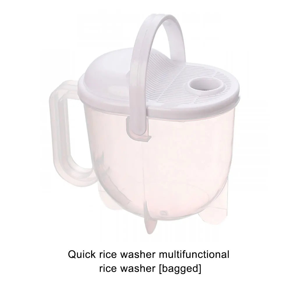 Multi-Purpose Rice Washing Bowl with Built-In Strainer Handle