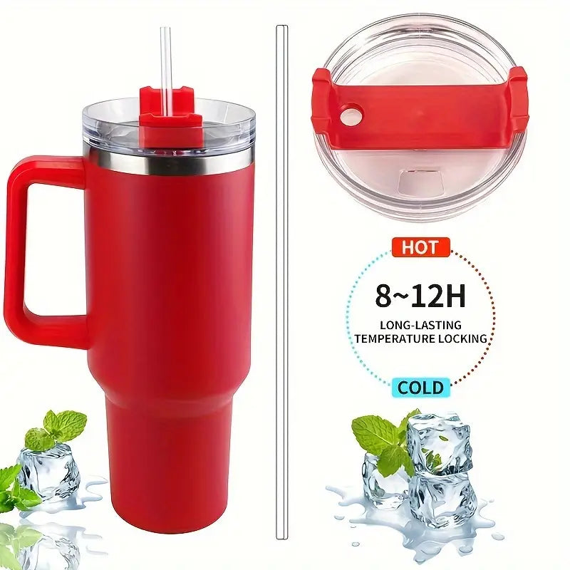Ergonomic Insulated Tumbler with Handle & Straw – Leakproof & Travel-Friendly
