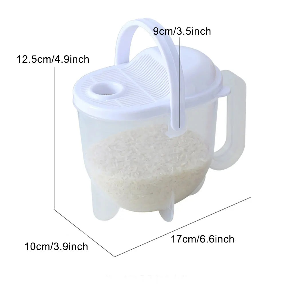 Multi-Purpose Rice Washing Bowl with Built-In Strainer Handle