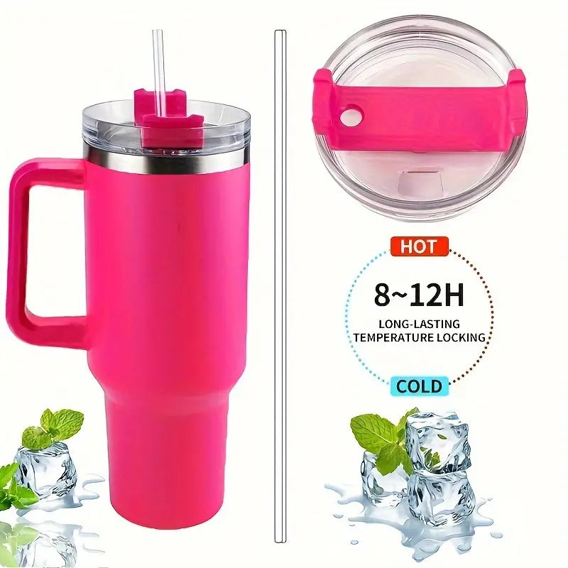 Ergonomic Insulated Tumbler with Handle & Straw – Leakproof & Travel-Friendly