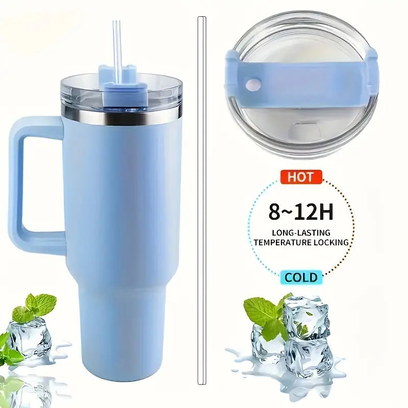 Ergonomic Insulated Tumbler with Handle & Straw – Leakproof & Travel-Friendly