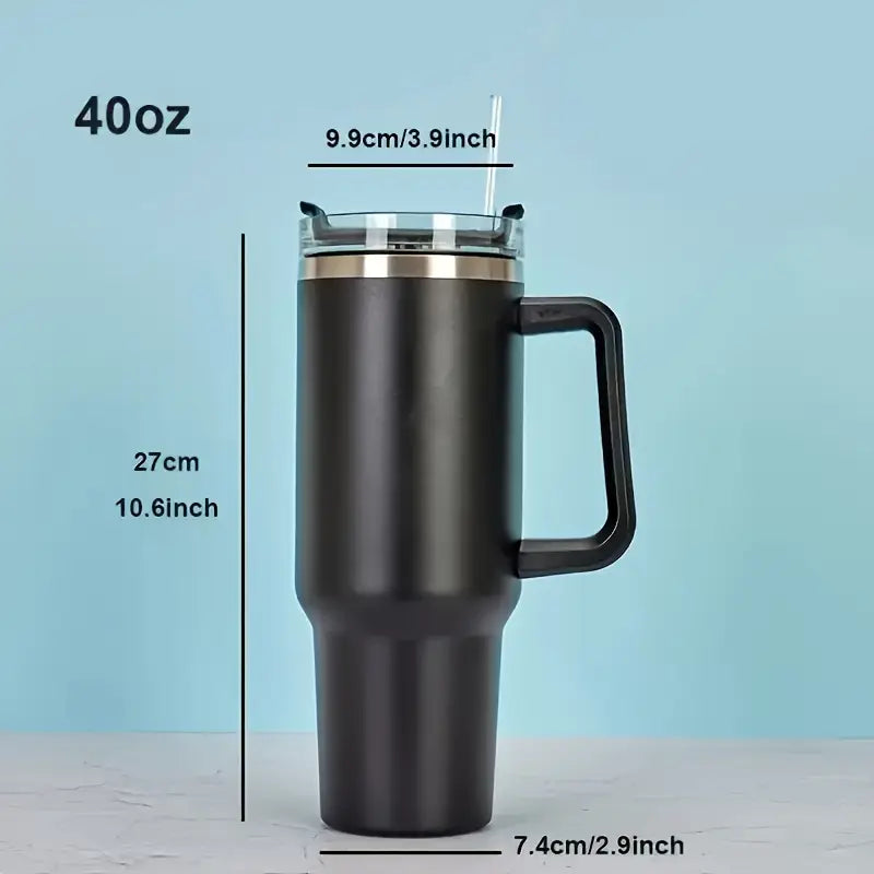 Ergonomic Insulated Tumbler with Handle & Straw – Leakproof & Travel-Friendly
