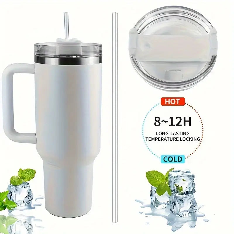 Ergonomic Insulated Tumbler with Handle & Straw – Leakproof & Travel-Friendly
