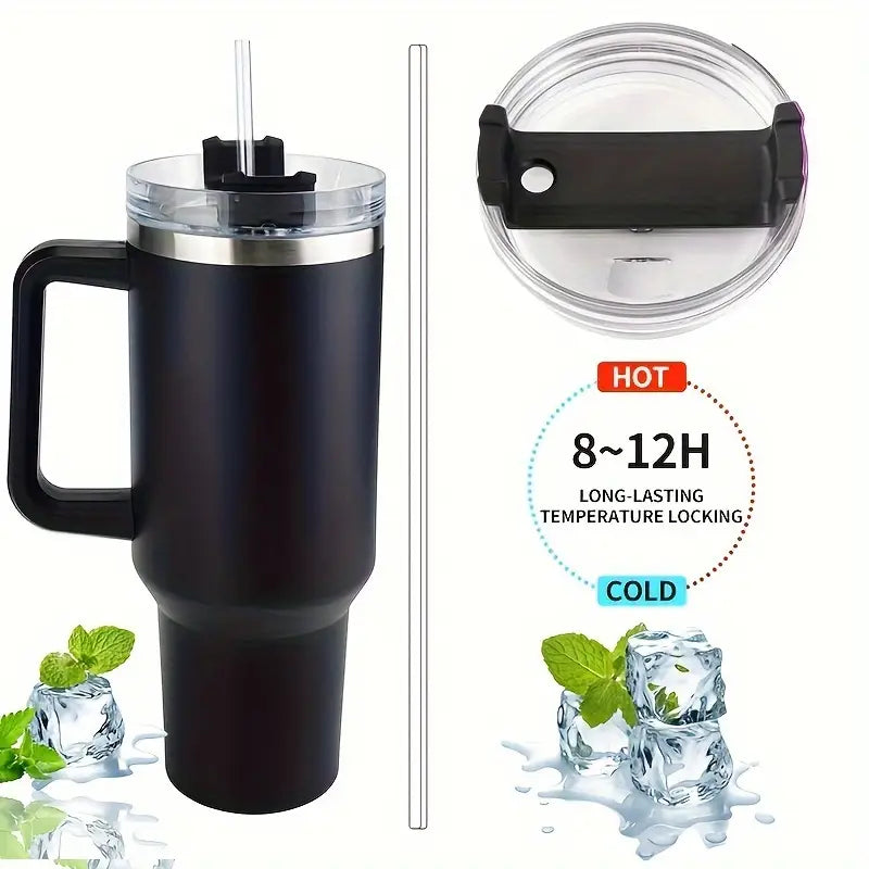 Ergonomic Insulated Tumbler with Handle & Straw – Leakproof & Travel-Friendly