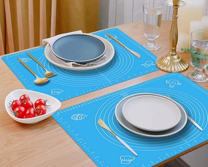 Pastry Fondant Dough Roti Chapati Rolling Baking Sheet Mat with Measurements - Multi colour