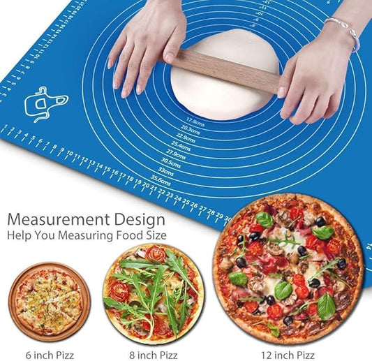 Pastry Fondant Dough Roti Chapati Rolling Baking Sheet Mat with Measurements - Multi colour