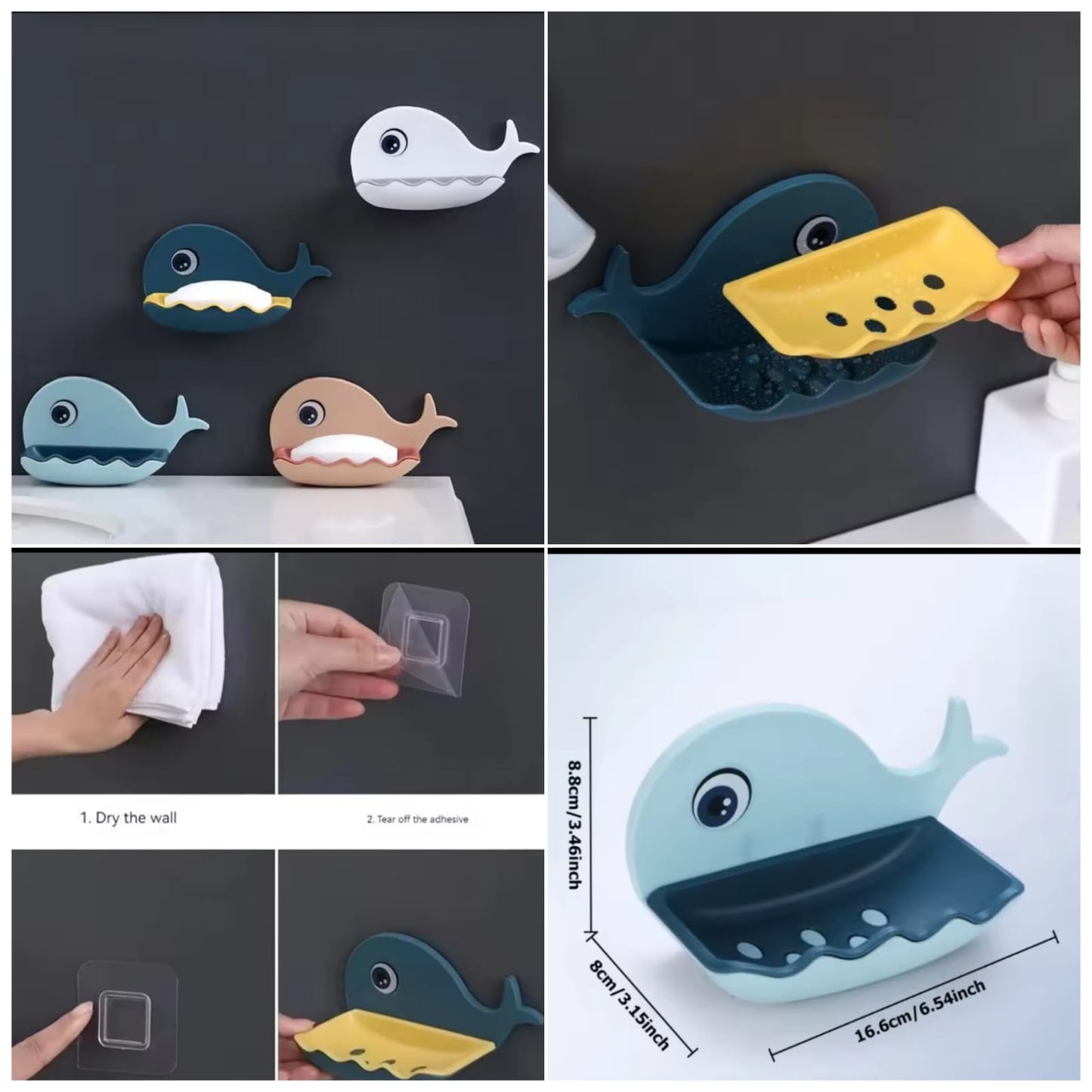 Self-Adhesive Whale Soap Dish