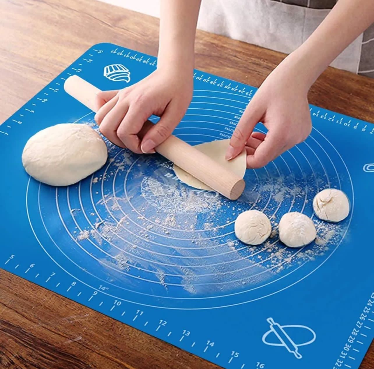 Pastry Fondant Dough Roti Chapati Rolling Baking Sheet Mat with Measurements - Multi colour