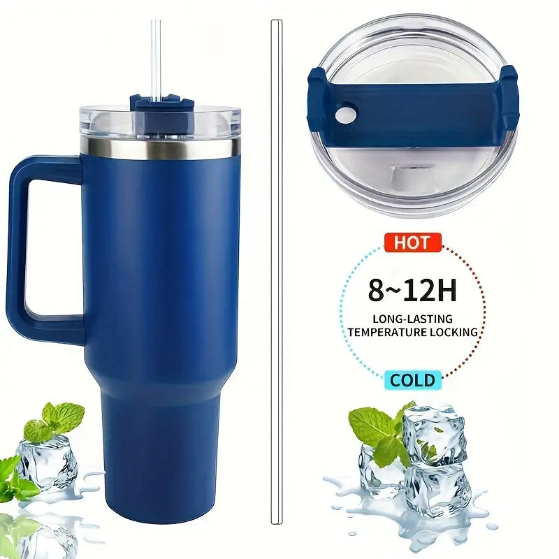 Ergonomic Insulated Tumbler with Handle & Straw – Leakproof & Travel-Friendly